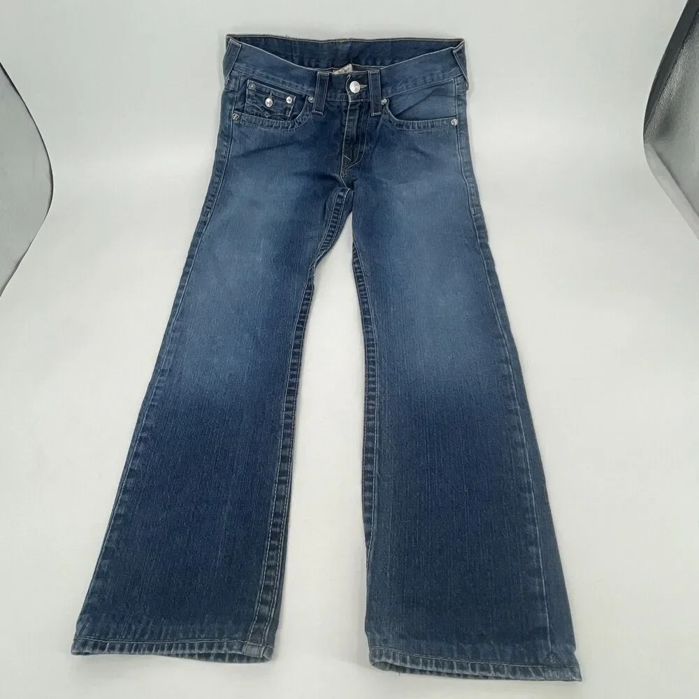 True Religion Denim Straight Jeans Mens 31x31 Blue Medium Wash Flap Pockets Y2K